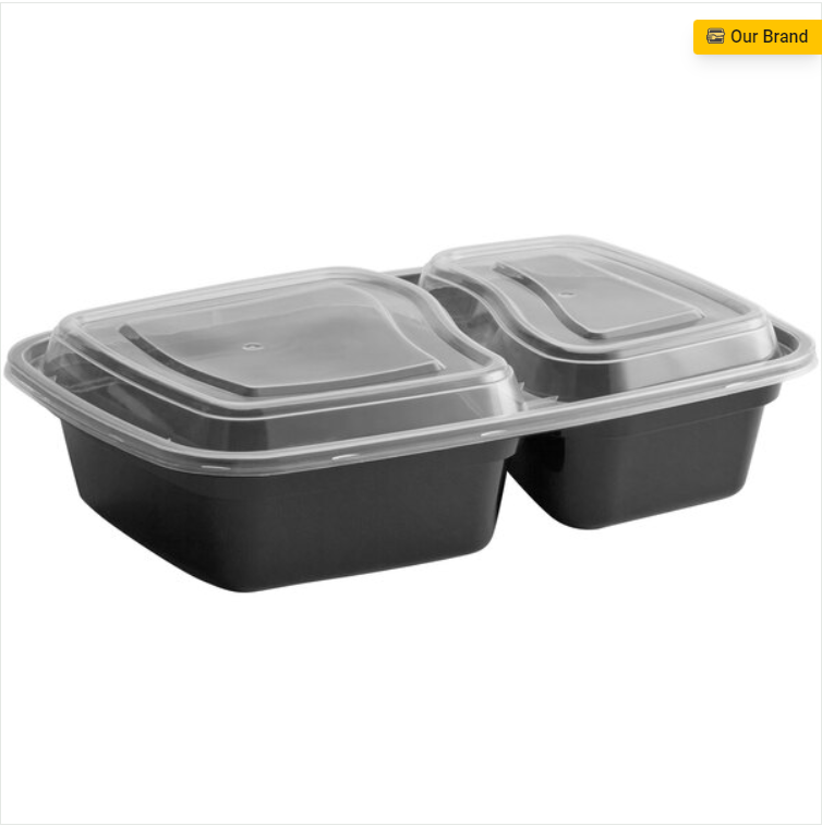 2 Compartments 30oz Black Rectangular Container 1