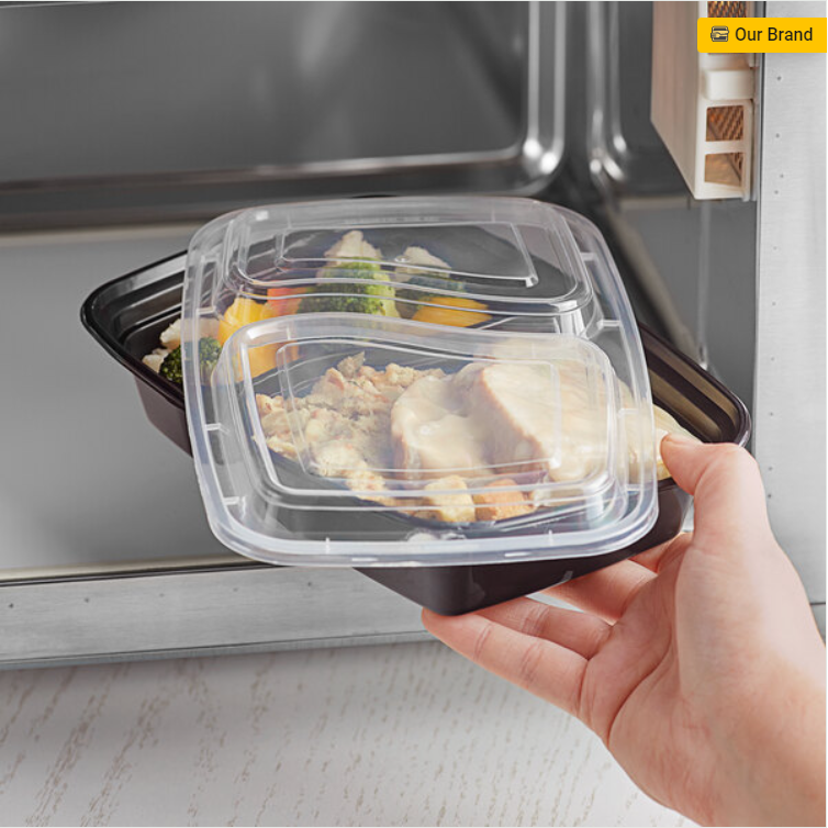 2 Compartments 30oz Black Rectangular Container 3