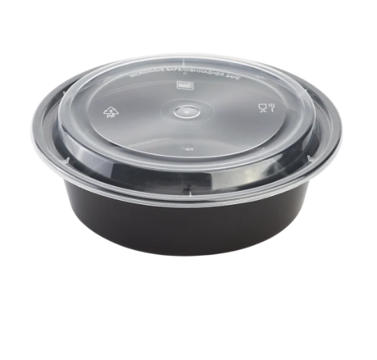 32 oz Round Black Container 3