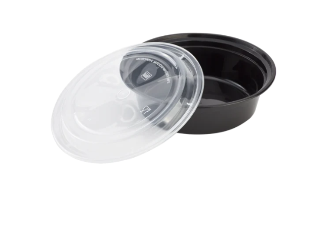 32 oz Round Black Container 5